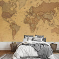 wall26 Antique Monochrome Vintage Political World Map Wall Mural Removable Sticker Modern Wall Decor - 100x144 inches