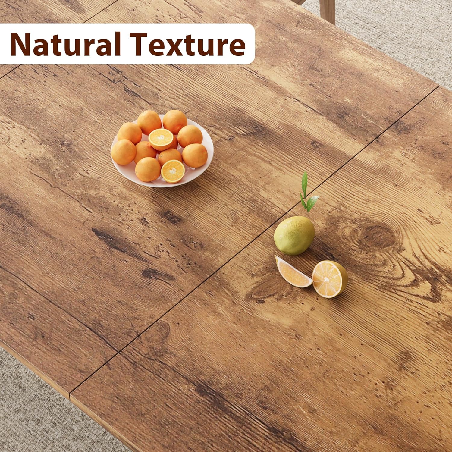 IDEALHOUSE 78.7' Long Rectangle Dining Table for 6-8 People, Industrial Wood Dinner Table (Only Table) (New Retro)