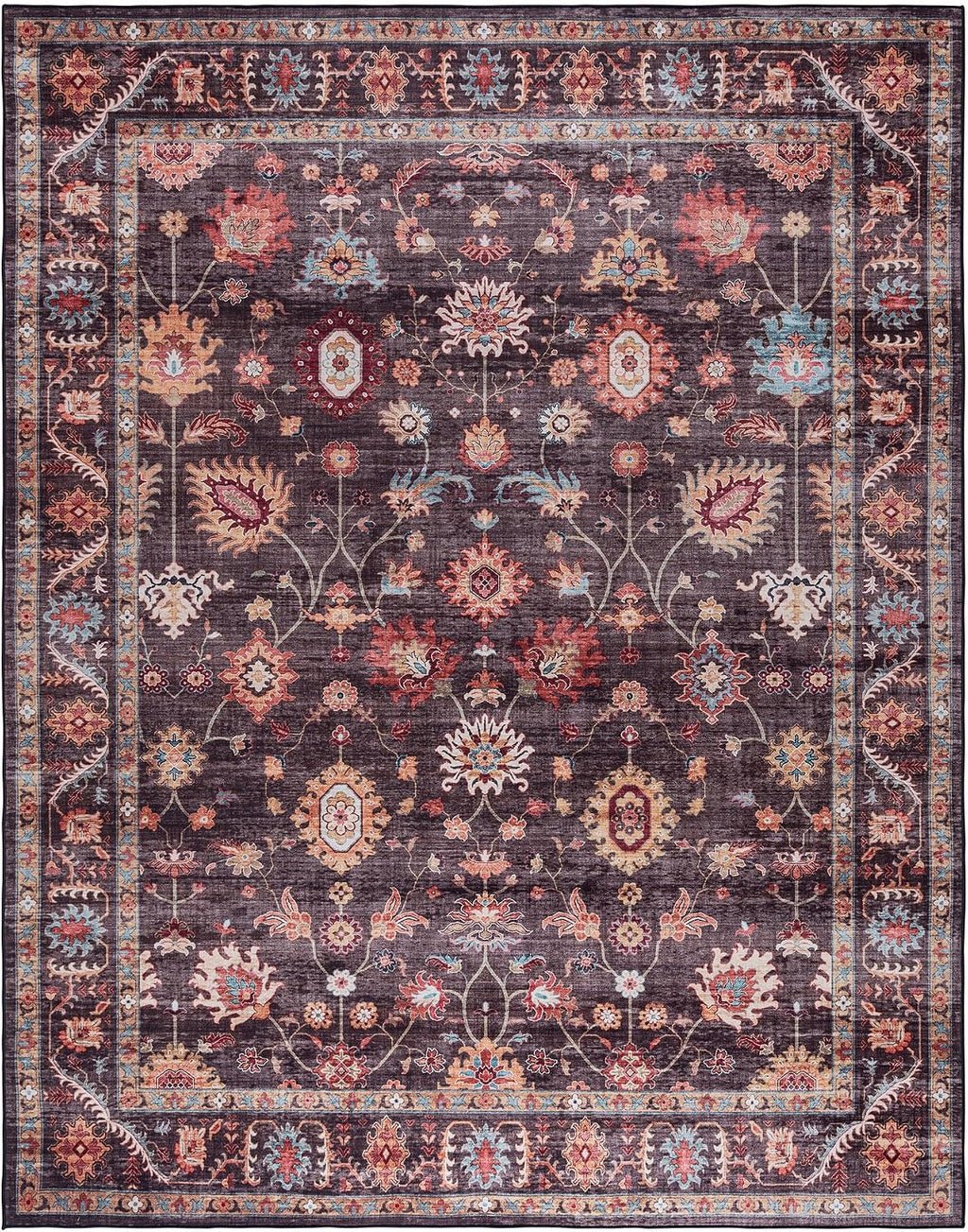 Gertmenian Indoor Boho Area Rug - 8x10 Large, Non Slip, Super Strong, Ideal for High Traffic Areas in Bedroom, Living Room, Kitchen - Cullen, Brown, 28928