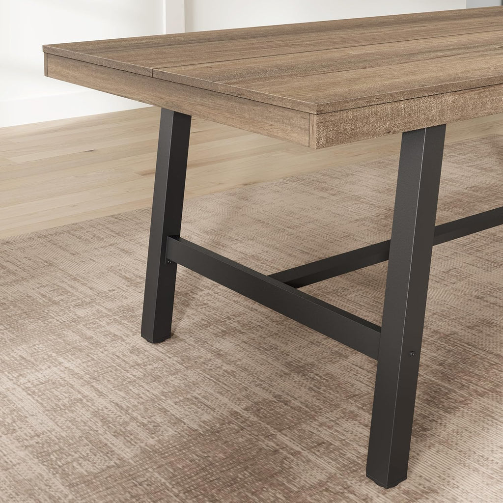 GarveeHome Industrial Dining Table for 6-8 People, 78.7' Long Kitchen Table with Sturdy Metal Frame, Rectangular Counter for Dinner, Kitchen, Dining Room (Rustic Pear, 79' Non-extendable)