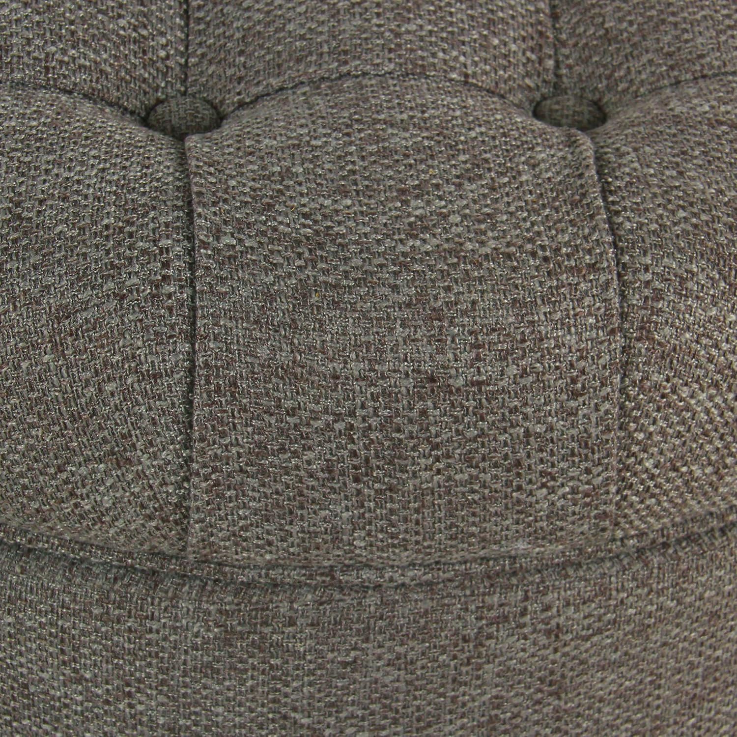 Homepop Home Decor | Button Tufted Woven Round Storage Ottoman | Ottoman with Storage for Living Room & Bedroom (Dark Gray)