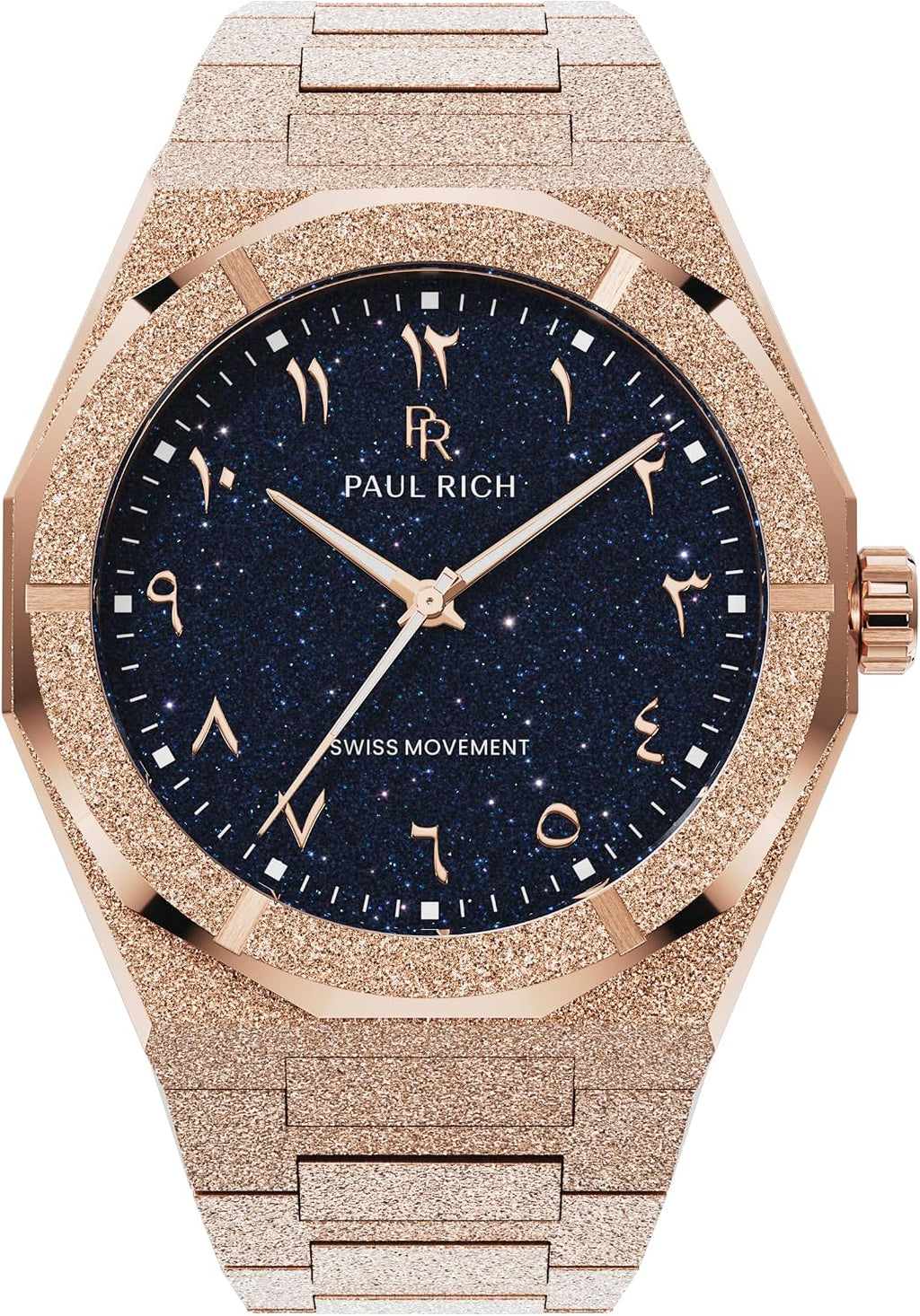 Paul Rich Men's Luxury Stainless Steel Watch - Rugged & Stylish Timepiece for Business, Gift, or Graduation - Fancy Analog Water Resistant Wrist Watch for Him - Frosted Star Dust II Arabic Dial