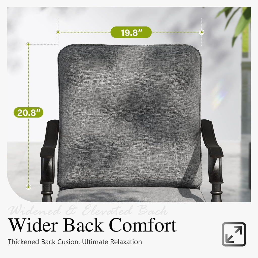 Sophia & William Outdoor Patio Dining Chairs Set of 2, Heavy Duty Outdoor Furniture Chairs with Thickened Cushions, Wrought Iron Deck Chairs for Backyard, Poolside, Balcony and Garden