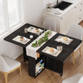 Garvee Folding Dining Table with Storage, Folding Kitchen Table with 6 Wheels, Drawer & Shelves, Compact Dining Table for Small Spaces