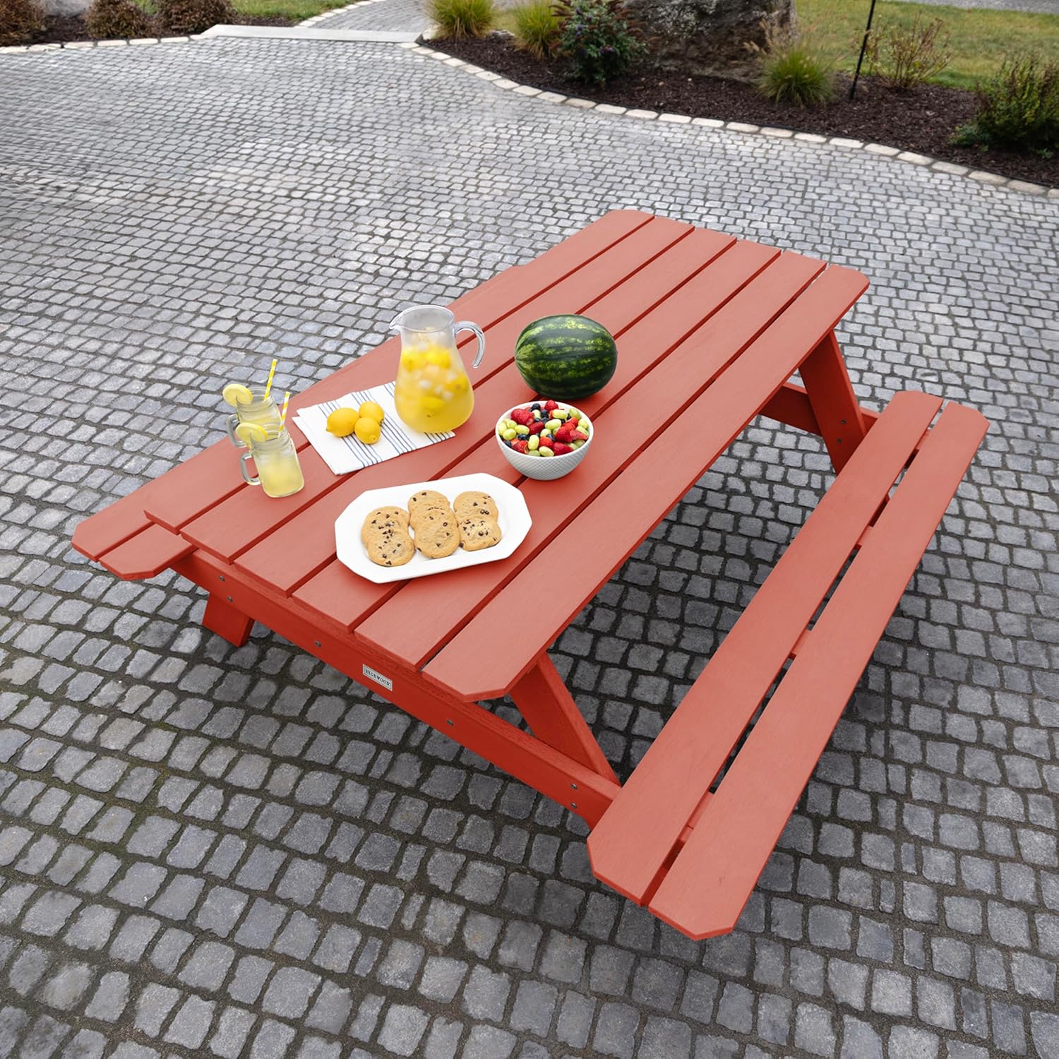 Highwood Hometown Picnic Table, 6 Foot, Rustic Red
