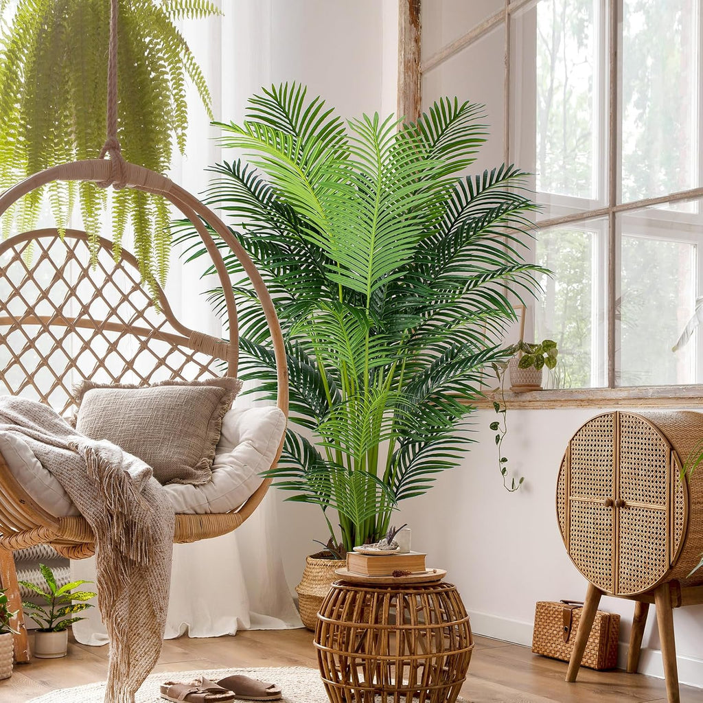 YEPDIN 6 Ft Artificial Tropical Palm Tree With 24 Removable Leaves - Large Faux Plant for Indoors and Outdoors, Silk Housewarming Gift, K185