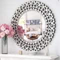 SHYFOY 34' Round Mirrors for Wall Decor,Oversize Jeweled Ornate Wall Mirror Decorative Accent Mirror Chic and Sparkly for Living Room Bathroom Bedroom Fireplace Home Decor