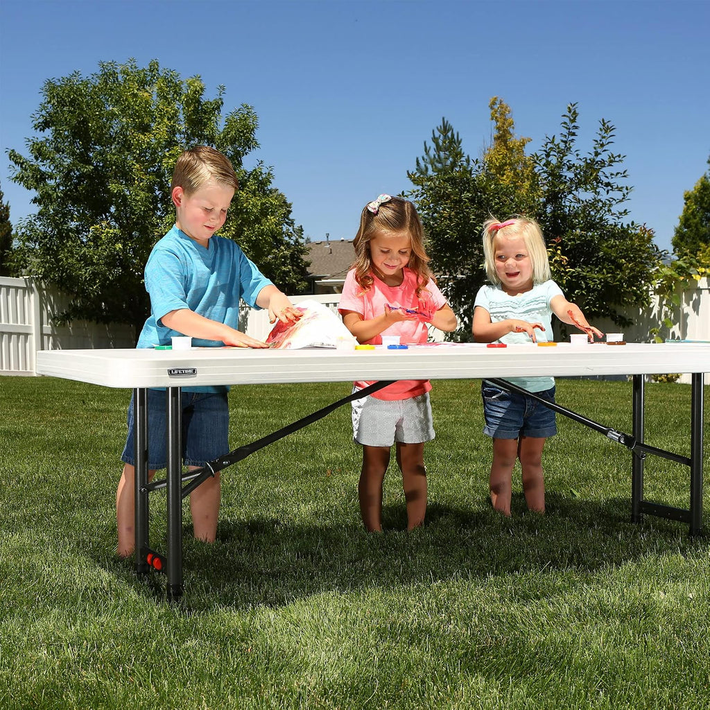 LIFETIME Products 80565 Adjustable Height Folding Utility Table, 6', Almond