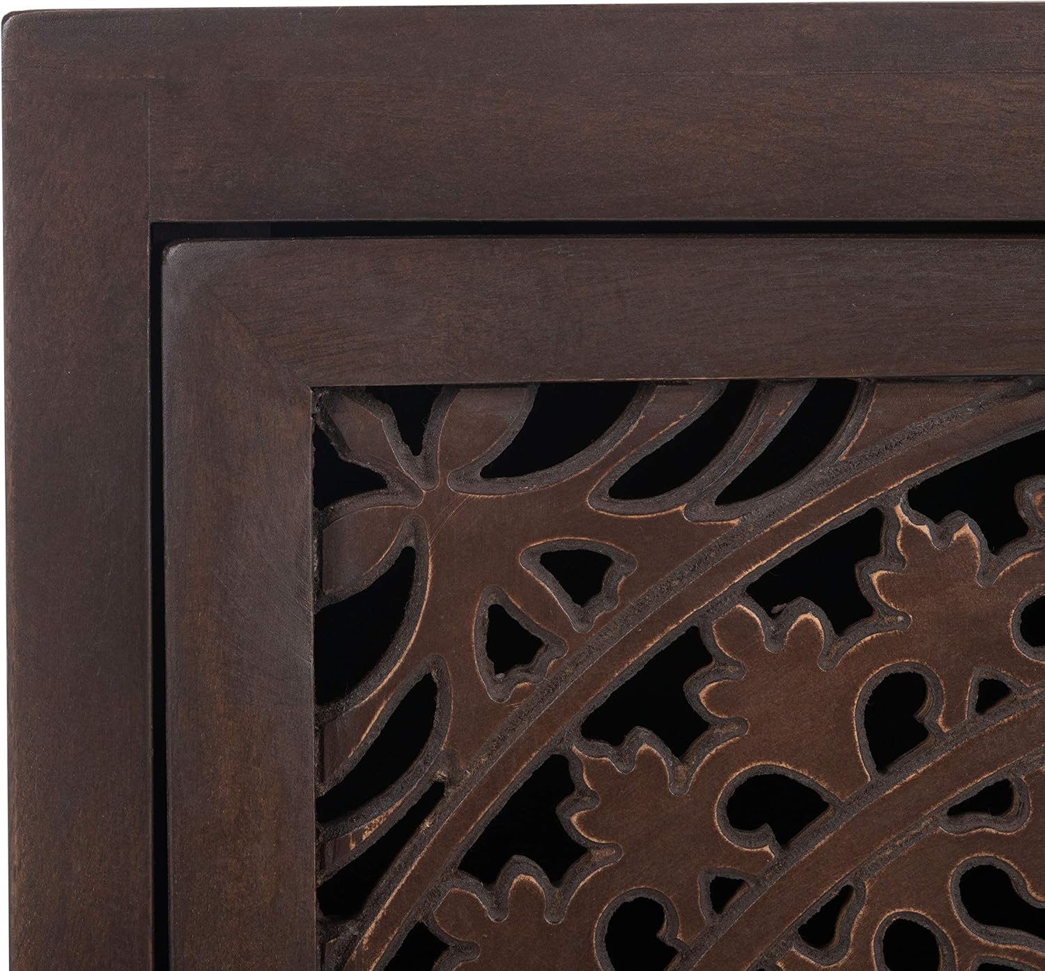 SAFAVIEH Furniture - Thea 1-Door Carved Nightstand - Brown - Mango Wood - Artisan Global Design - Ideal for Bedroom, 20'W x 14'D x 26'H - Fully Assembled (NST5300A)