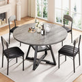 51' Round Dining Table Set for 6, Kitchen Table and Chairs for 4, Circle Table Round Pedestal Dining Room Dinner Dinette Table Set,5 Piece Space Saving Wood Kitchen & Dining Room Tables (Grey, 51In)