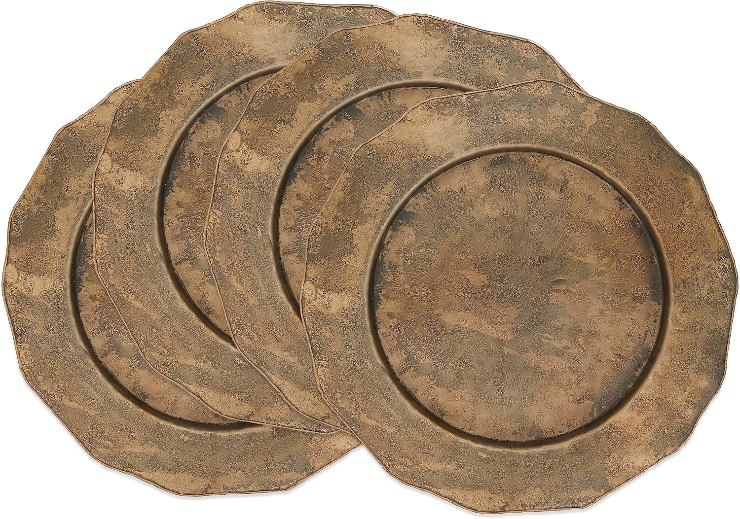Elegant Hammered Metal Charger Plate with Scallop Edge (Set of 4)