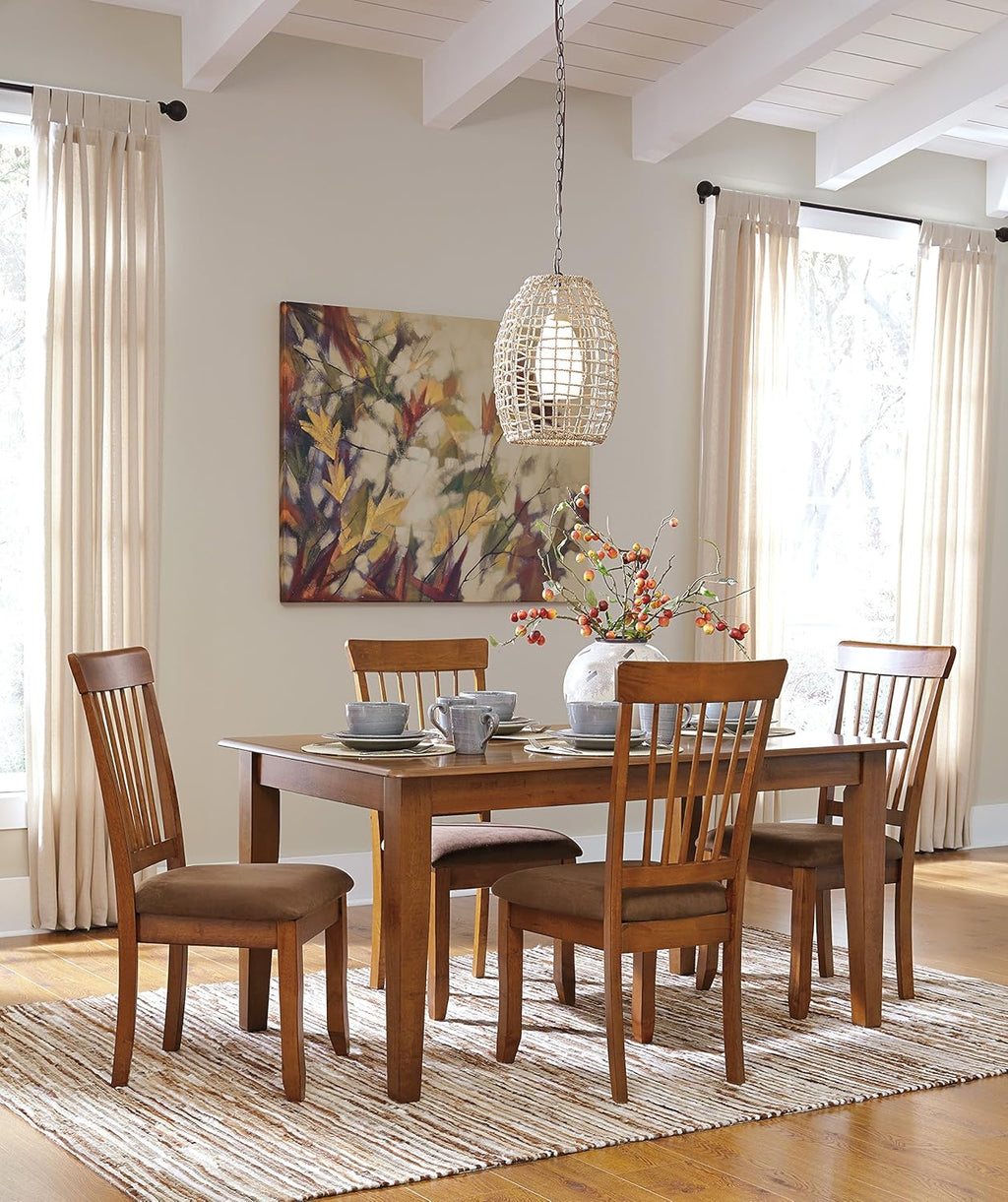 Signature Design by Ashley Berringer Dining Chairs Set of 2, Classic Wood Spindle-Back Design, Cushioned Microfiber Seat, Rustic Finish for Kitchen & Dining Room Chair, Walnut