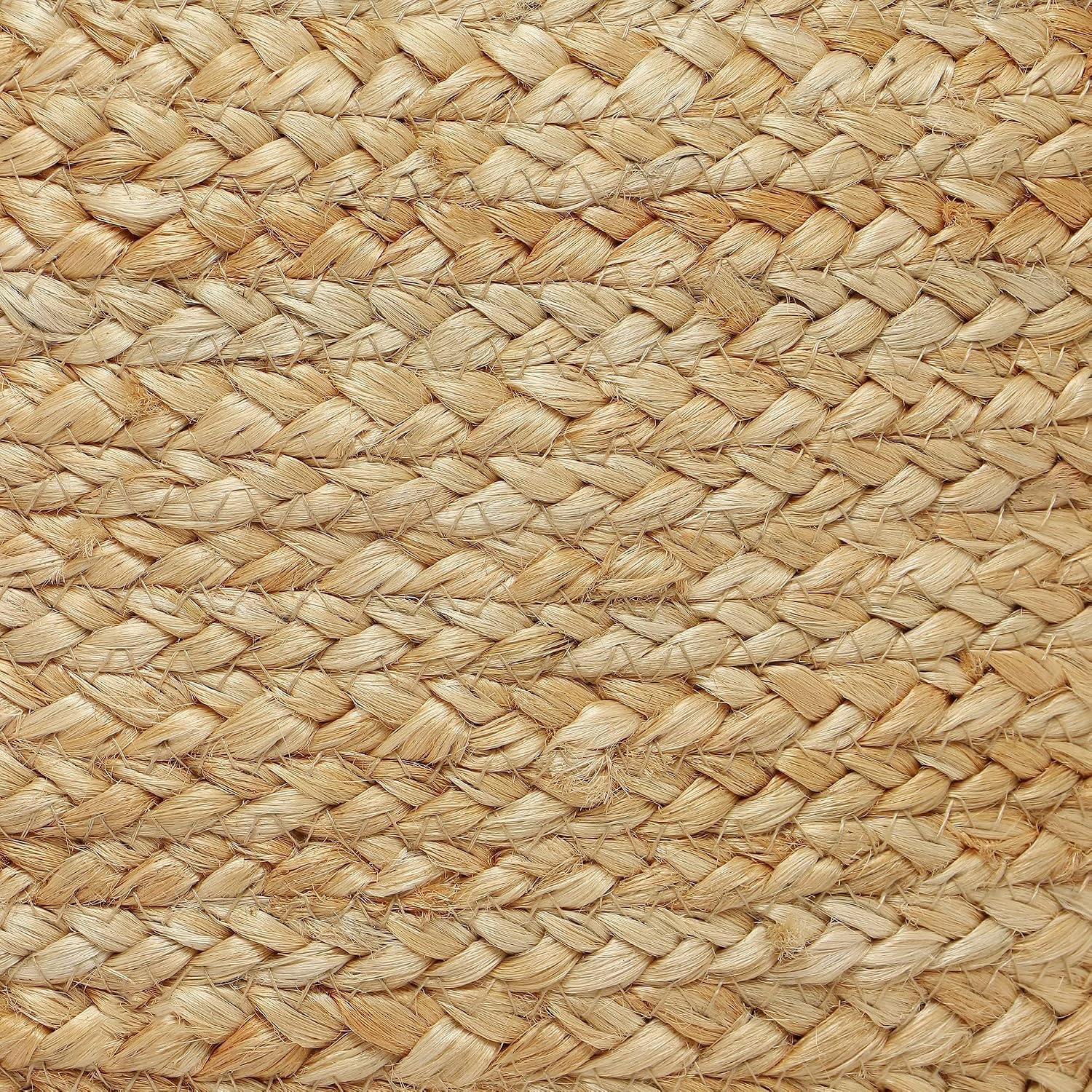 · REDEARTH · Jute Circular Low Pouf Ottoman - Braided Pouffe Accent Sitting Round Footrest for Living Room, Bedroom, Nursery, kidsroom, Patio, Gym; 100% Jute Set of 2 (18'X18'X10'; Natural)