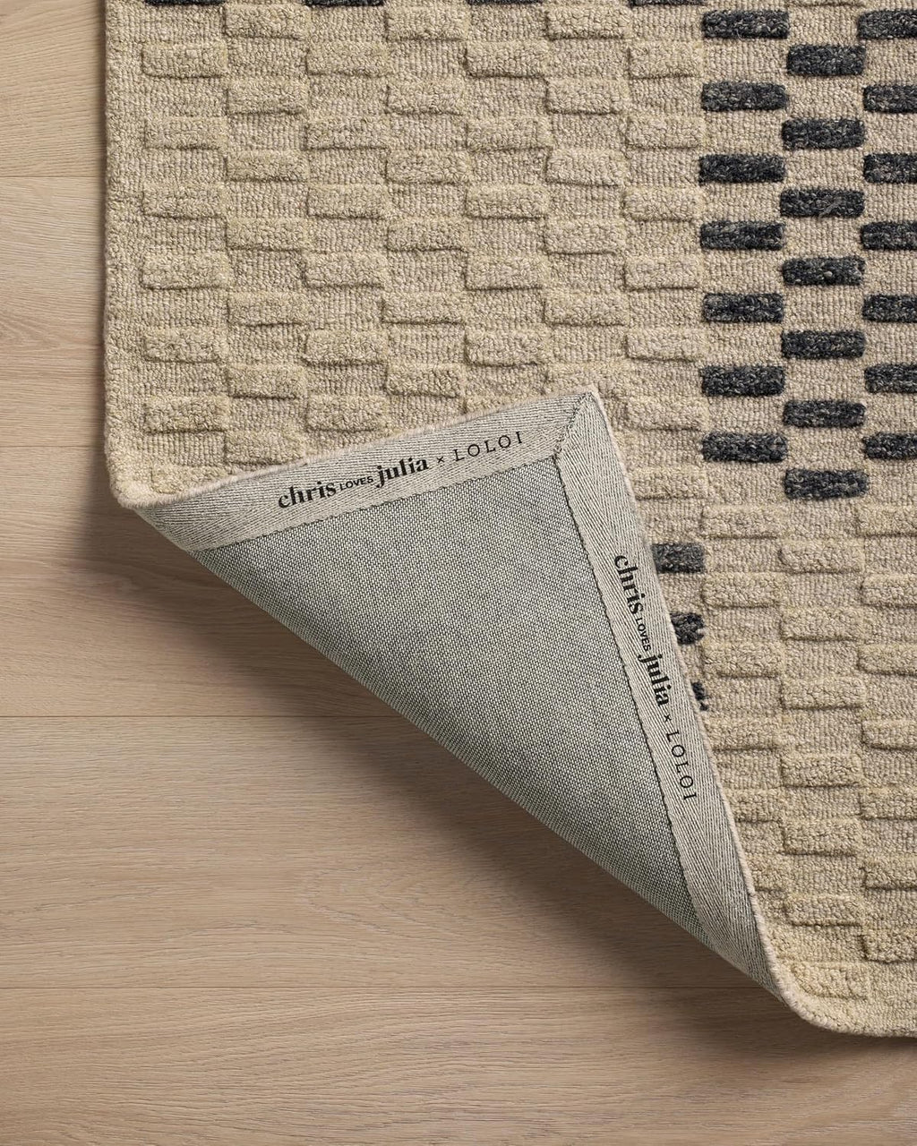 Loloi Chris Loves Julia Bradley Collection, Beige & Midnight, 3' x 7' Runner Rug – Classic Striped Area Rugs for Living Room, Bedroom, Entryway & Hallway, High Traffic Area Home Decor Rug