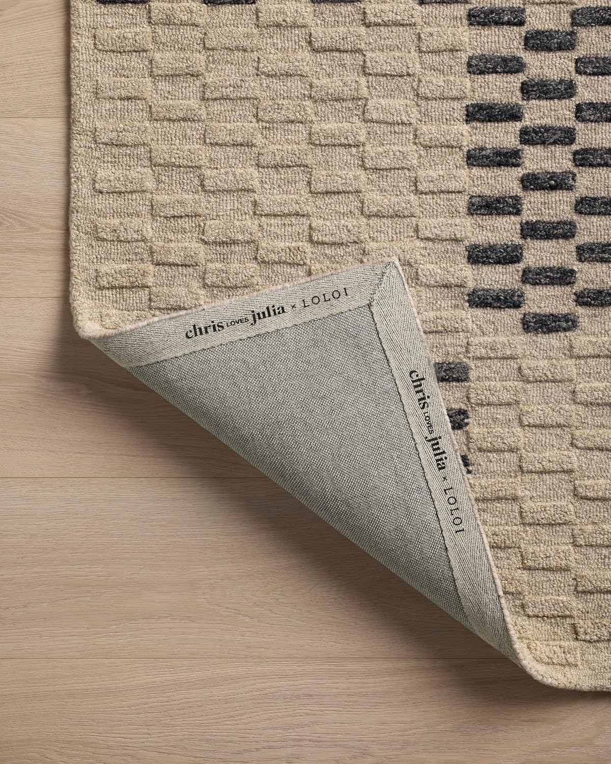 Loloi Chris Loves Julia Bradley Collection, Beige & Midnight, 3' x 7' Runner Rug – Classic Striped Area Rugs for Living Room, Bedroom, Entryway & Hallway, High Traffic Area Home Decor Rug
