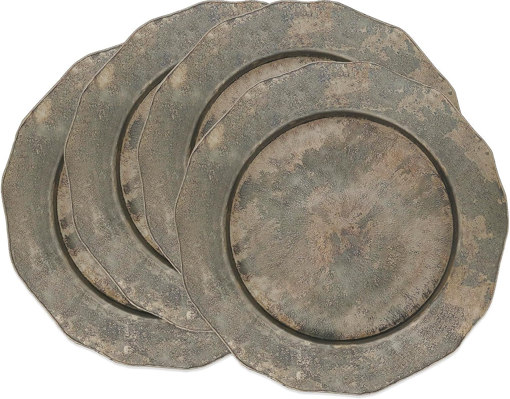 Elegant Hammered Metal Charger Plate with Scallop Edge (Set of 4)