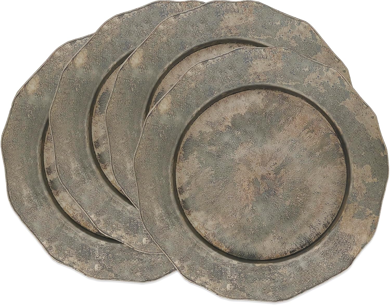 Elegant Hammered Metal Charger Plate with Scallop Edge (Set of 4)