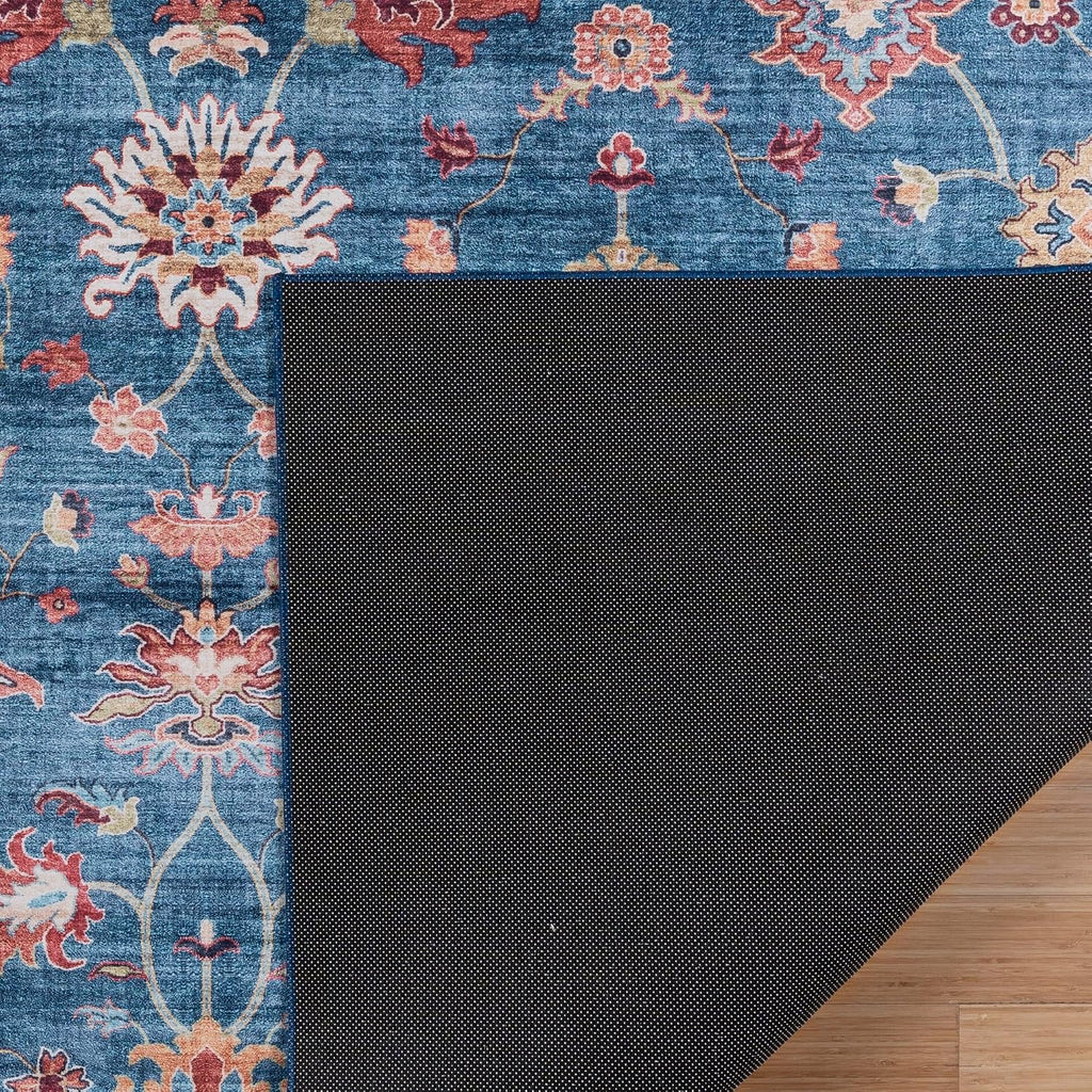 Gertmenian Indoor Boho Accent Rug - 3x5 Small, Non Slip, Super Strong, Ideal for High Traffic Areas in Bedroom, Living Room, Kitchen - Cullen, Blue/Tan, 28930