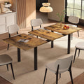 Einhomn Extendable Dining Table for 4-6, 63' Modern Kitchen Table, Farmhouse Dining Room Tables for Dining, Kitchen, Office, Living Room, Rectangular Wooden Tables, Space Saving (Rustic Brown)