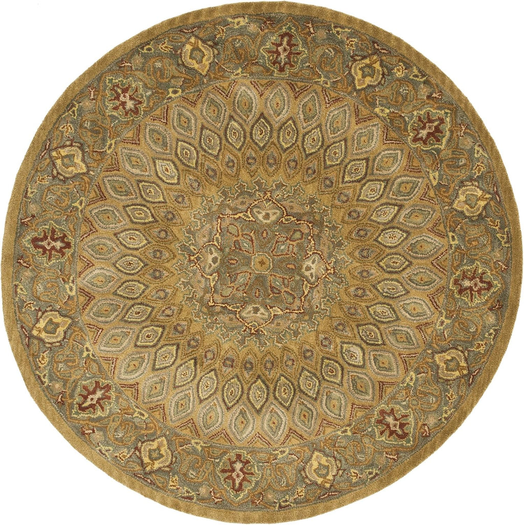 SAFAVIEH Heritage Collection 8' Round Light Brown/Grey HG914A Handmade Traditional Oriental Premium Wool Area Rug