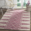 SAFAVIEH Evoke Collection 8' x 10' Ivory / Fuchsia EVK521K Boho Non-Shedding Living Room Bedroom Dining Home Office Area Rug