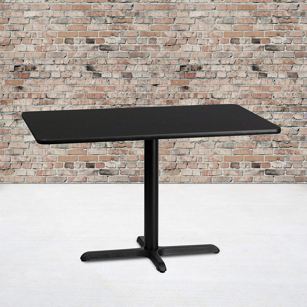 Flash Furniture Stiles 30'' x 48'' Rectangular Black Laminate Table Top with 23.5'' x 29.5'' Table Height Base