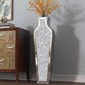 SHYFOY 36 inch Floor Vase Crushed Diamond Decorative Mirrored Tall Vases for Decor Living Room, Large Silver Glass Floor Vase for Pampas Grass Artificial Flowers