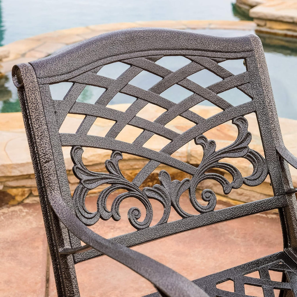 Christopher Knight Home Hallandale Outdoor Cast Aluminum Dining Set for Patio or Deck, 5-Pcs Set, Hammered Bronze