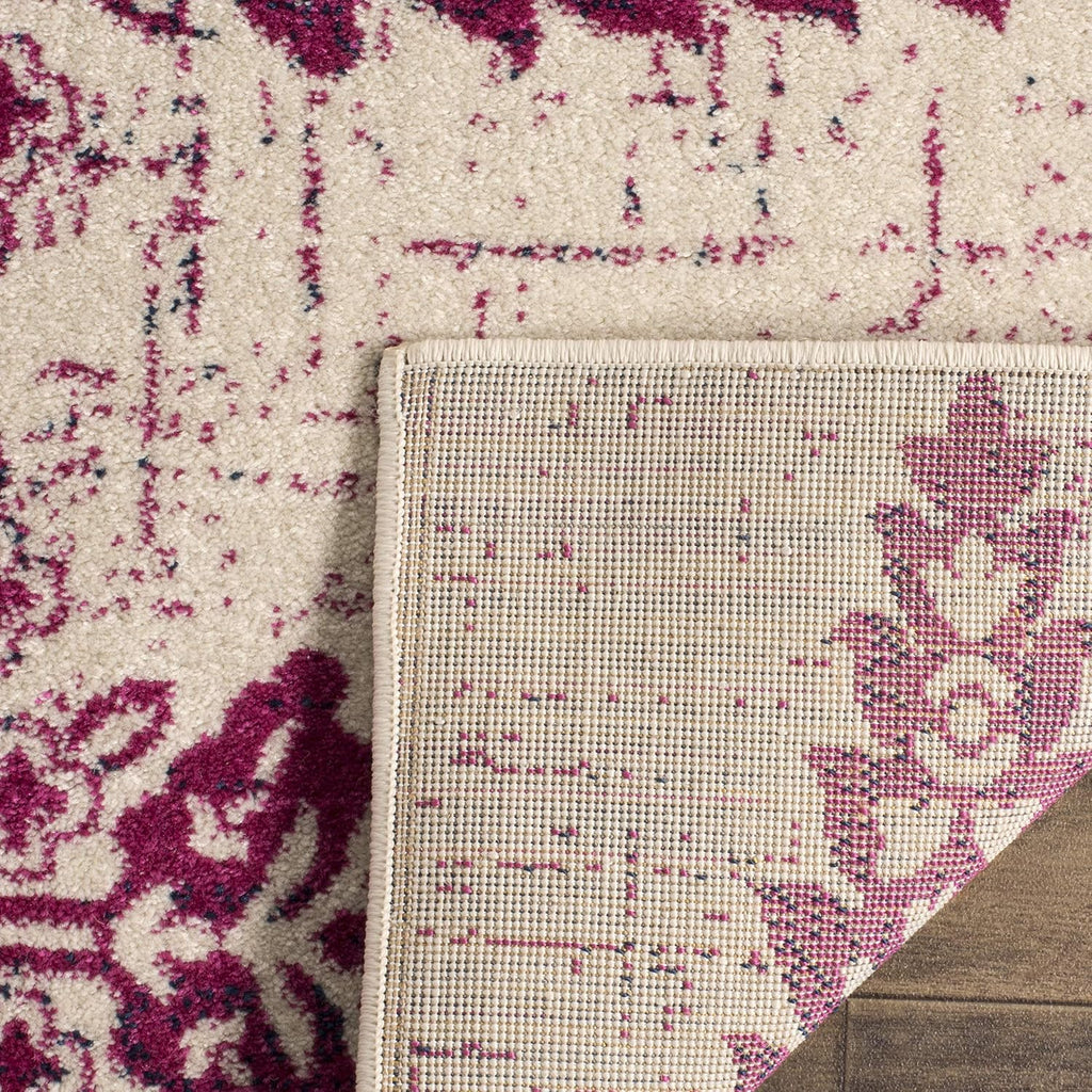 SAFAVIEH Evoke Collection 8' x 10' Ivory / Fuchsia EVK521K Boho Non-Shedding Living Room Bedroom Dining Home Office Area Rug