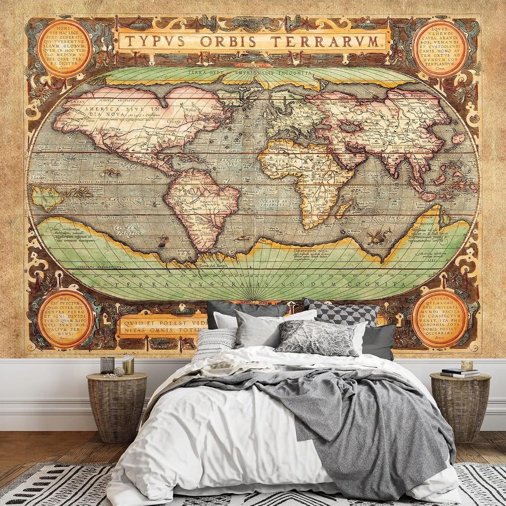 wall26 - Ancient Antique Illustrated Map - Latin Lettering Full Color - Wall Mural, Removable Sticker, Home Decor - 100x144 inches [Kitchen]