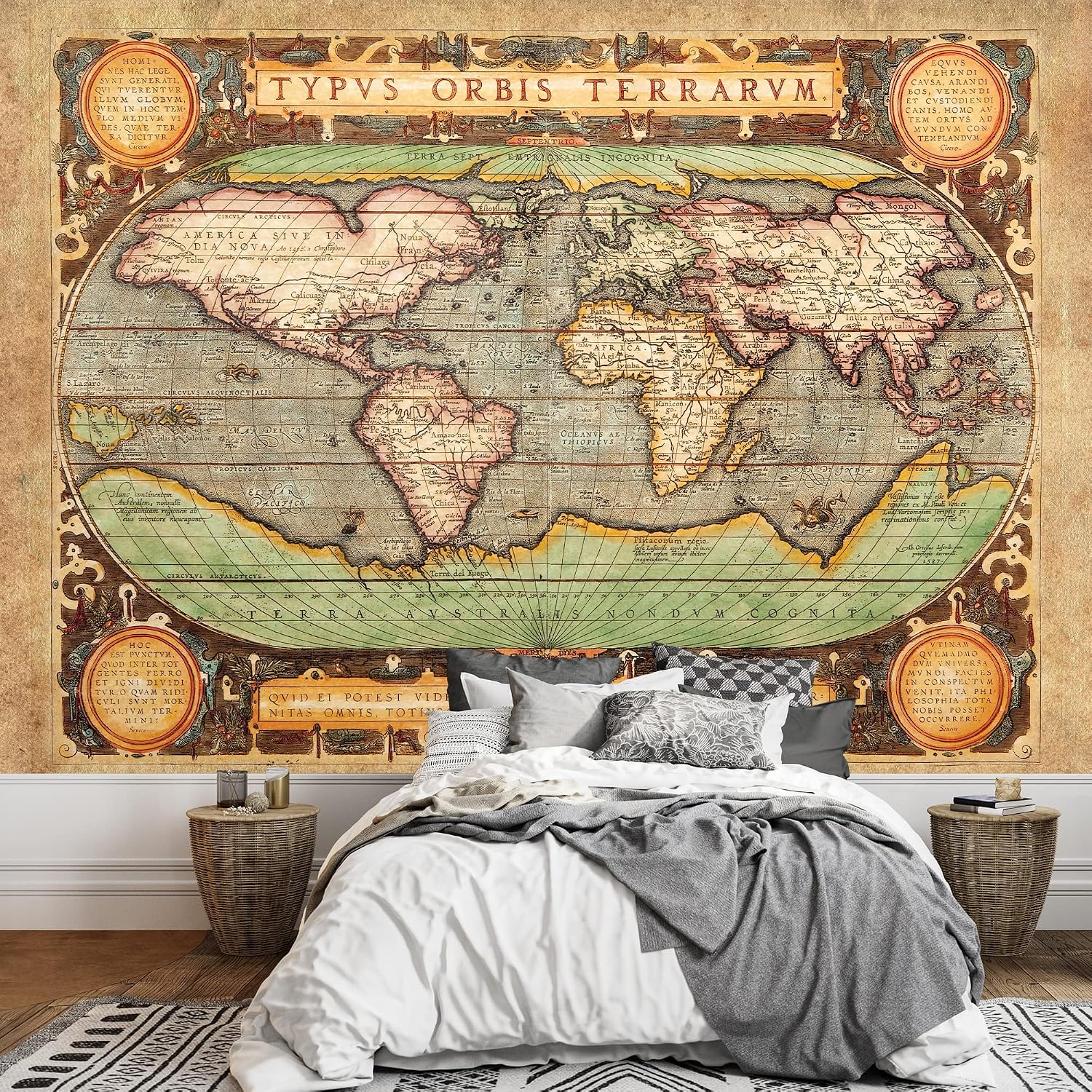 wall26 - Ancient Antique Illustrated Map - Latin Lettering Full Color - Wall Mural, Removable Sticker, Home Decor - 100x144 inches [Kitchen]